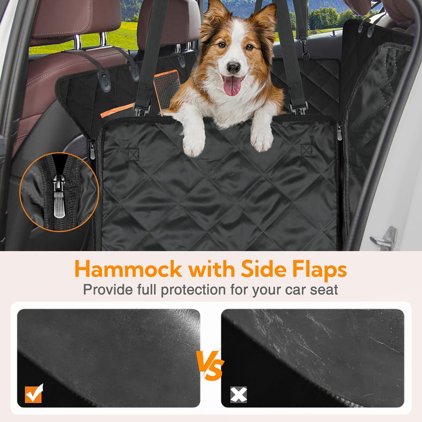 Waterproof Dog Car Seat Cover – Heavy Duty Hammock with Mesh Window, Anti-Scratch & Non-Slip Protector for Cars, Trucks & SUVs