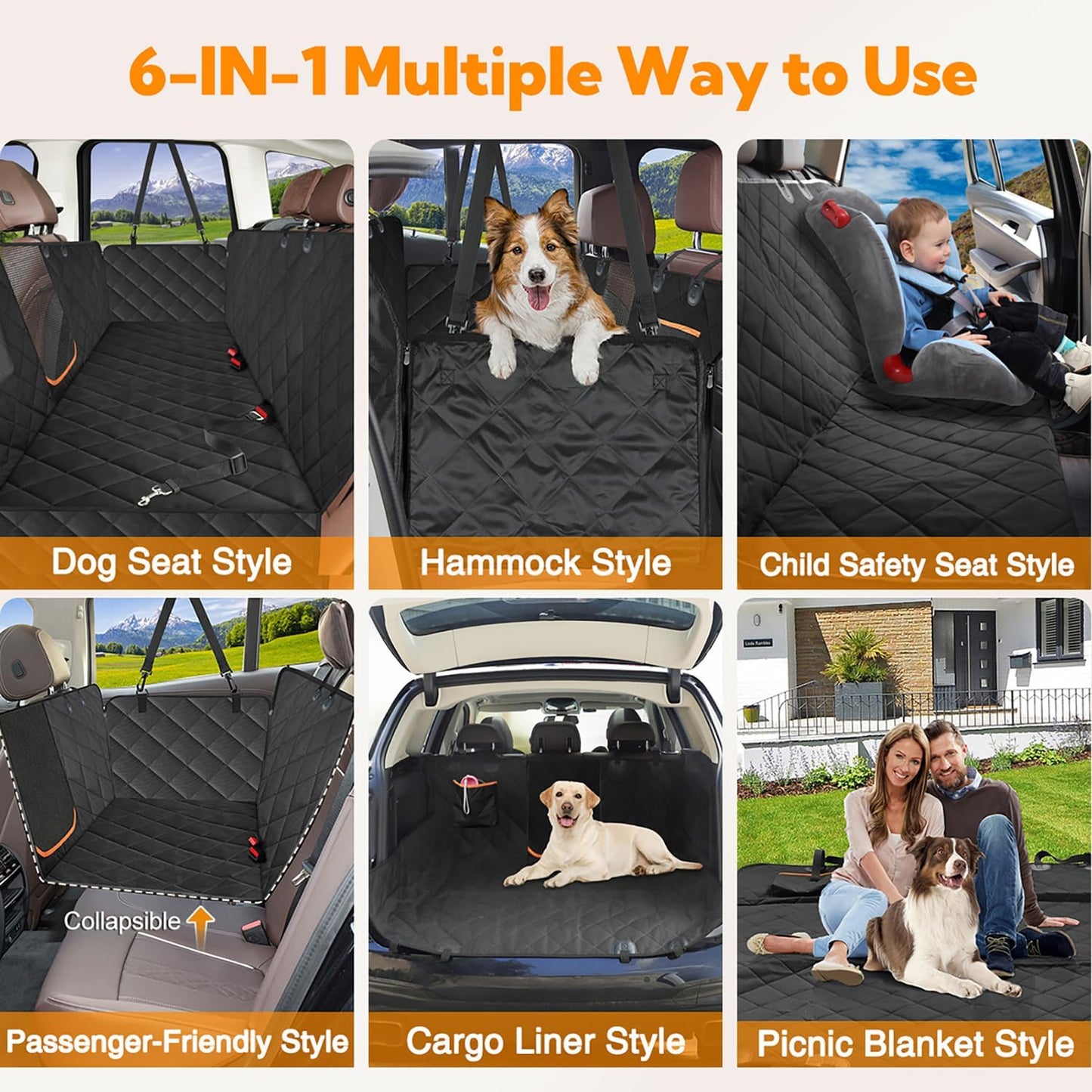 Waterproof Dog Car Seat Cover – Heavy Duty Hammock with Mesh Window, Anti-Scratch & Non-Slip Protector for Cars, Trucks & SUVs